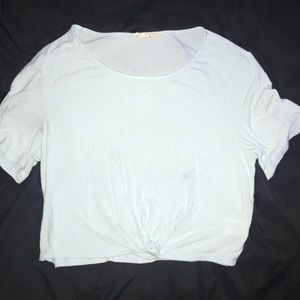 Light blue front tie crop top from Pacsun